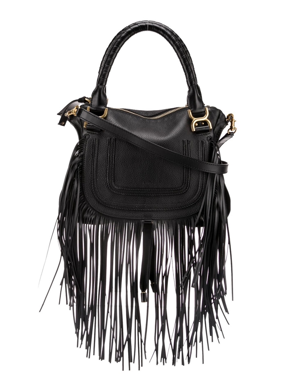 Chloe Marcie Black Fringe Bag